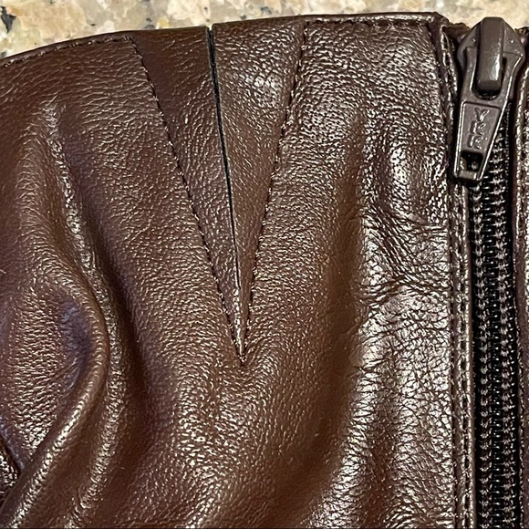 Bongo Faux Leather Studded Dark Brown Slouchy Tall Boots 3” Heels Sz 8.5 - Picture 4 of 11